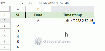 insert timestamp in google sheets using apps script